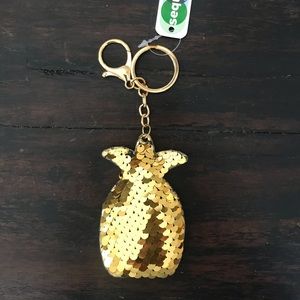 Set of 3 Pineapple Flip Sequins Keychains/Clasp
